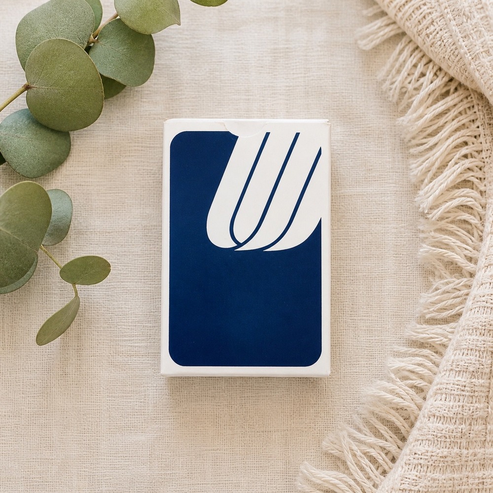 Vintage United Airlines Cards Saul Bass Tulip Logo Blue White Collectible